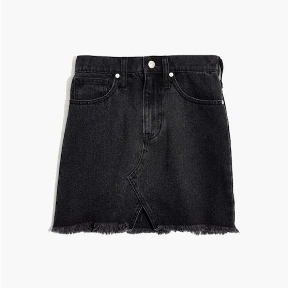 Madewell Rigid Denim A-Line Mini Skirt Lunar Wash Cutout Edition